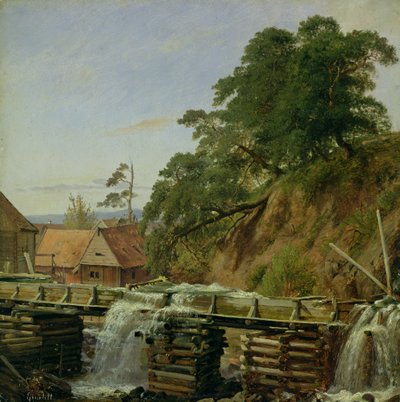 Un molino de agua en Christiania, c.1834 de Louis Gurlitt